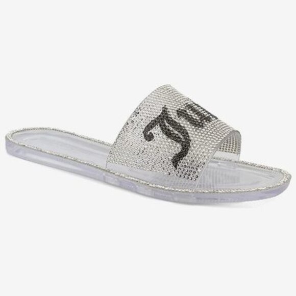 NWT Juicy Couture crystal rhinestone embellished logo flat sandal slides, 8 - Picture 5 of 16